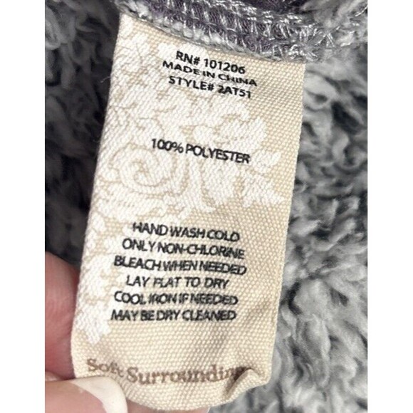 Soft Surroundings Gray Luxe Sherpa 1/4 Zip Pull Over Sweater Size XL Soft Comfy - Picture 6 of 9